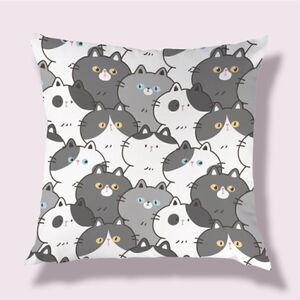 Cartoon Kitty Cats Pattern Zippered Pillowcase for Accent Pillow 17" x 17"
